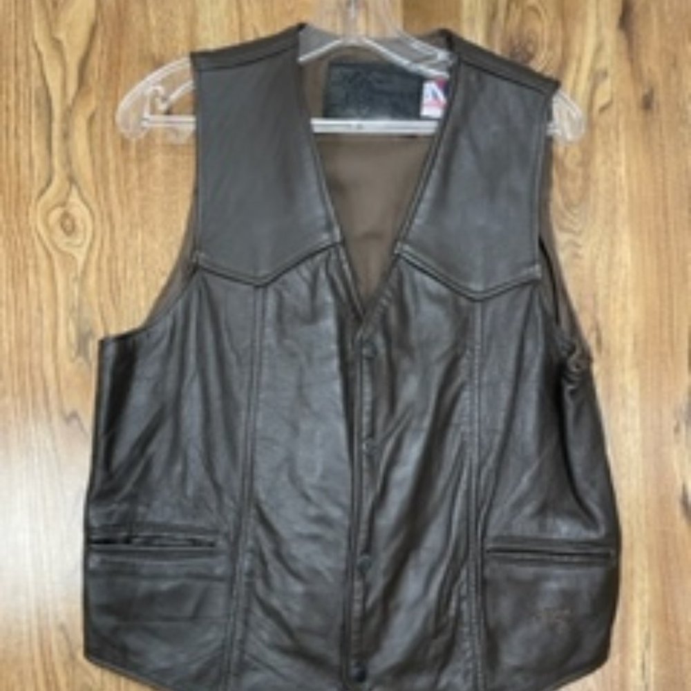 Genuine Leather Brown Vest, Size XL